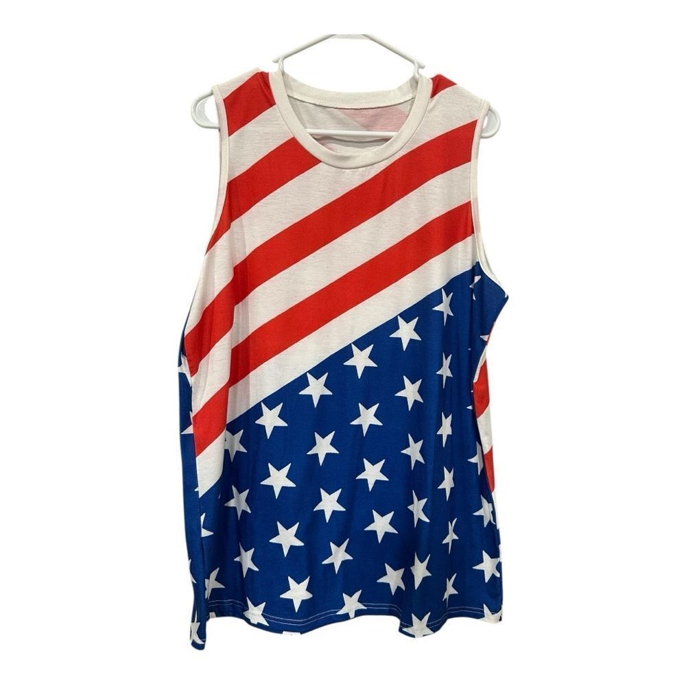 Patriotic Stars and Stripes red white blue tank